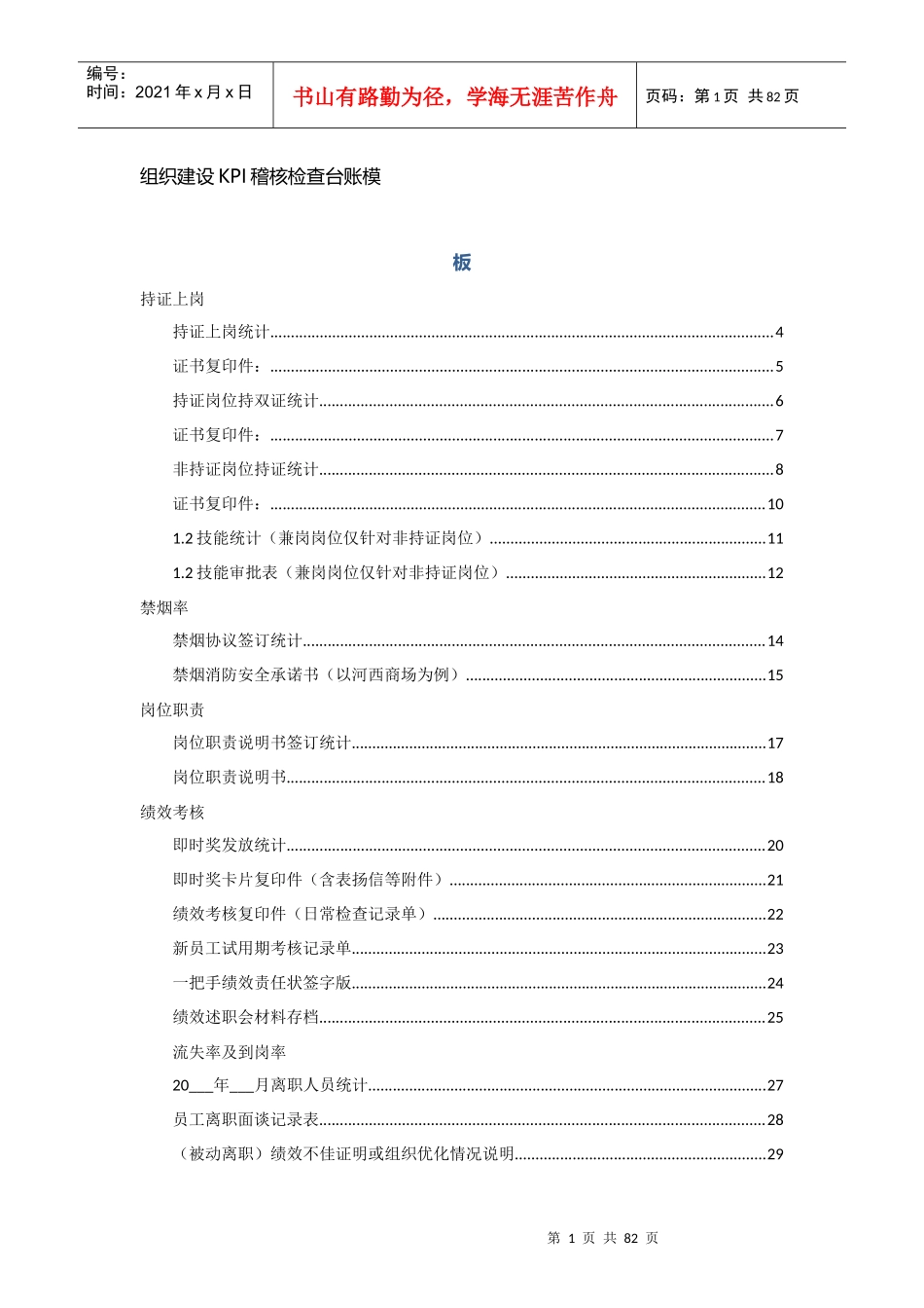 XXXX年组织建设KPI台账模板(1)_第1页