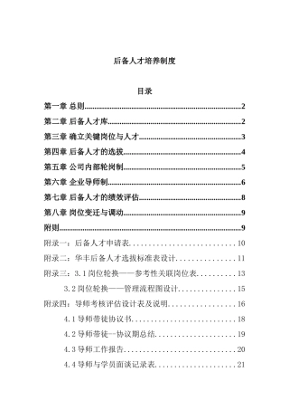 后备人才管理制度