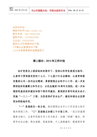 共青团工作计划书