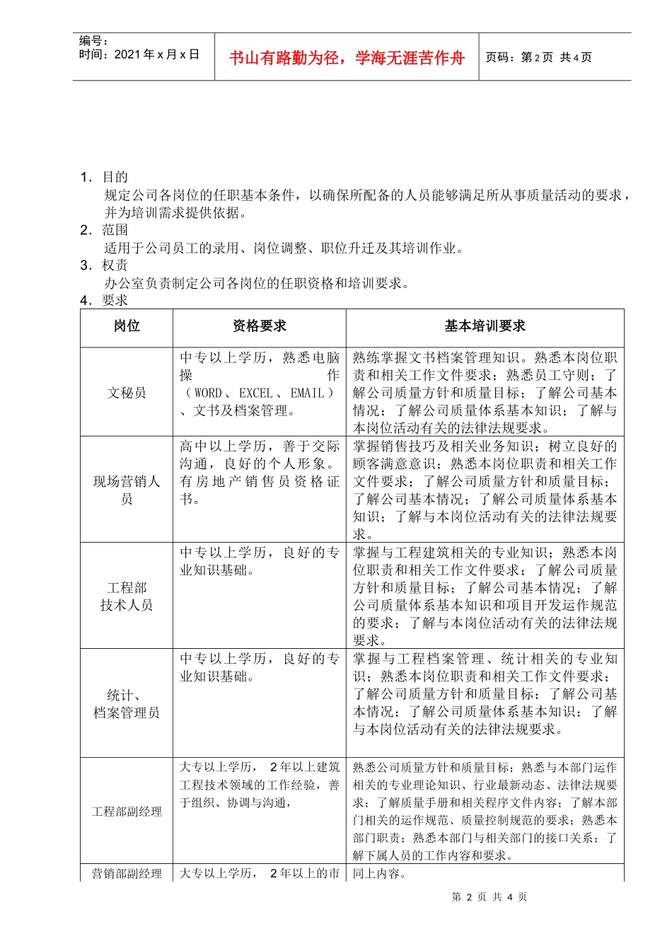 岗位任职资格及培训要求_第2页