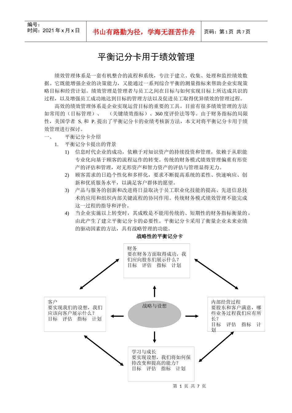 平衡记分卡用于绩效管理_第1页