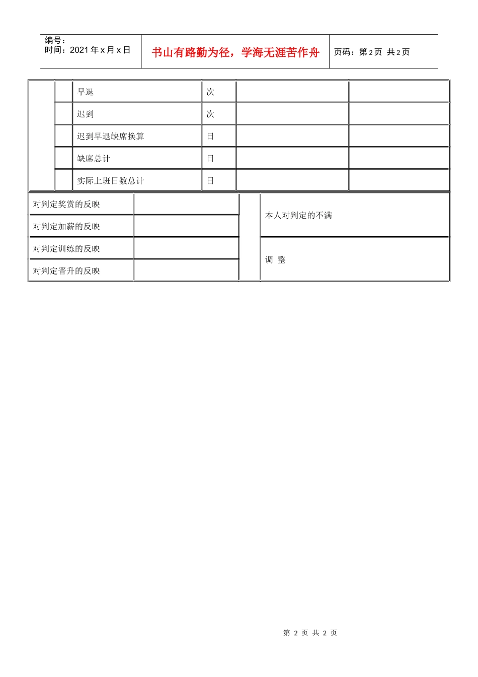 【绩效考核】技术单位的人事考绩表格（B）_第2页