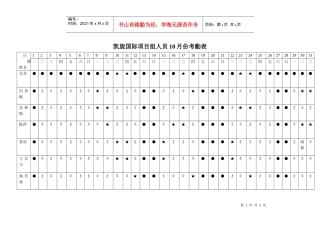 凯旋国际项目组考勤表10月份