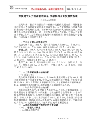 加快建立人力资源管理体系