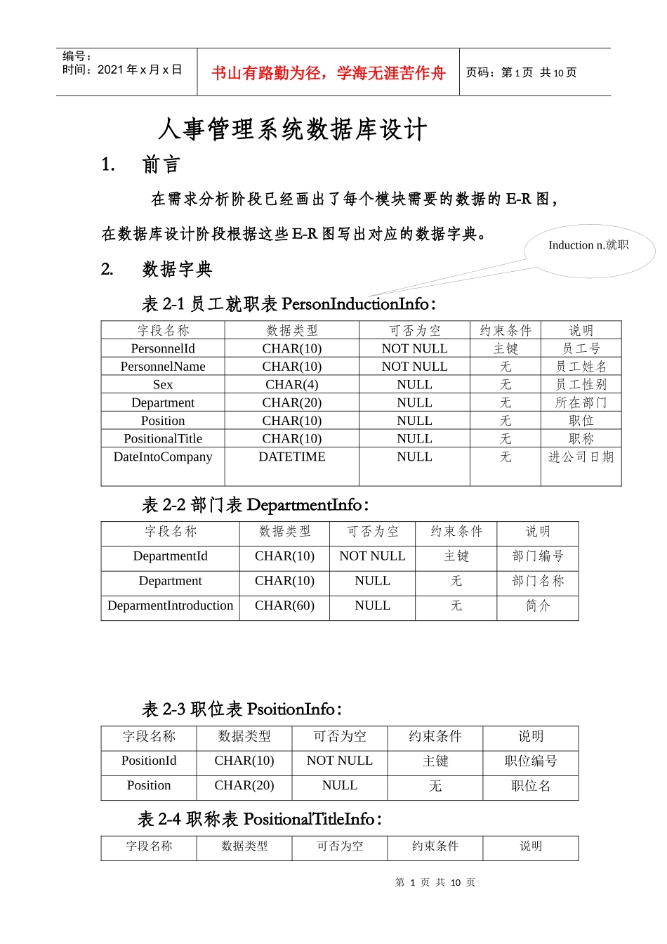 人事管理系统数据库设计_第1页