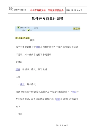 软件开发商业计划书