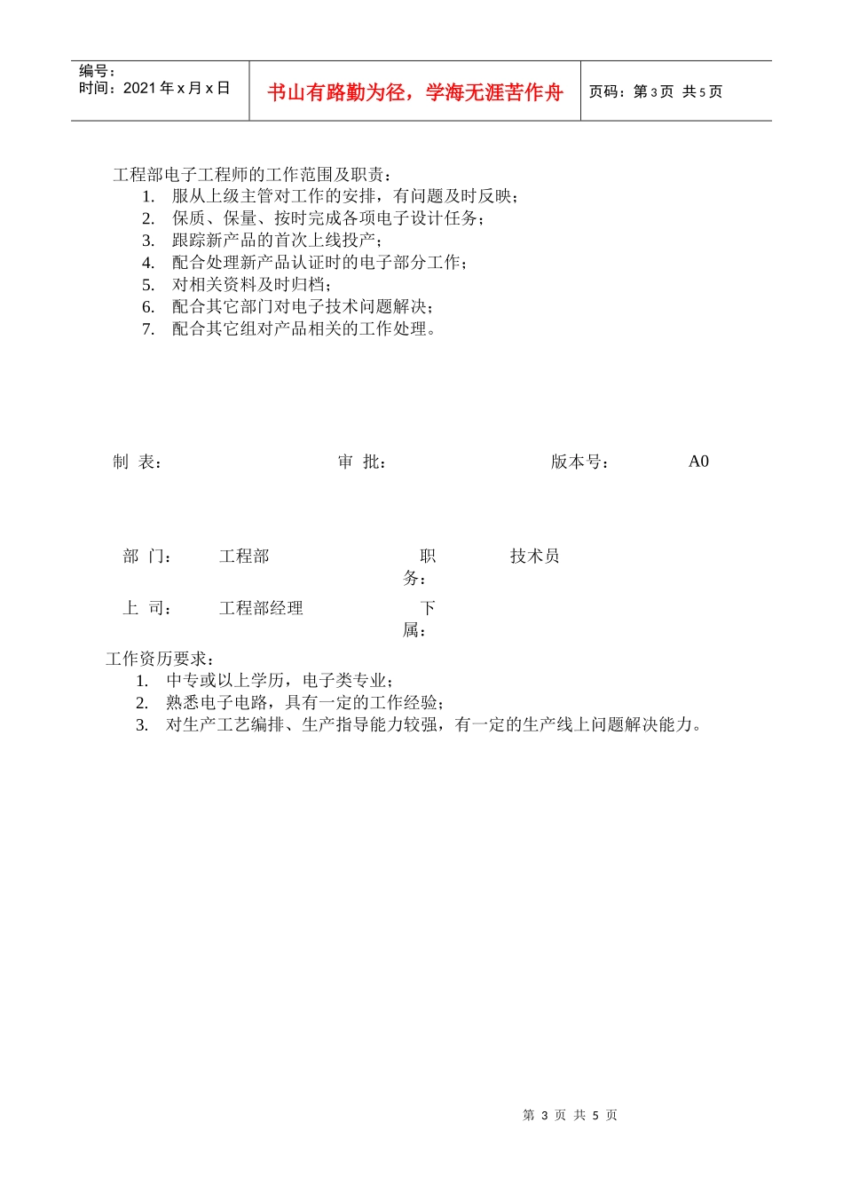 工程部各职务说明书_第3页