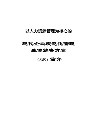 现代企业人力资源SMS管理体系说明