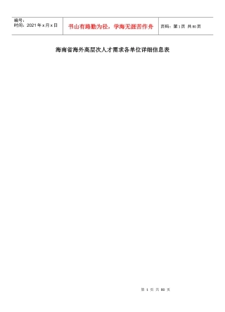 人力资源-2022mapinfo-海南省海外高层次人才需求各单位详细信息表