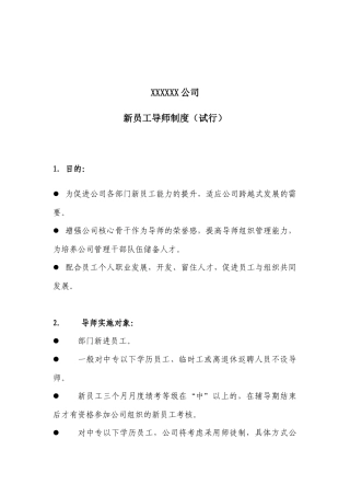 人力资源-2022XXXXX新员工导师制度