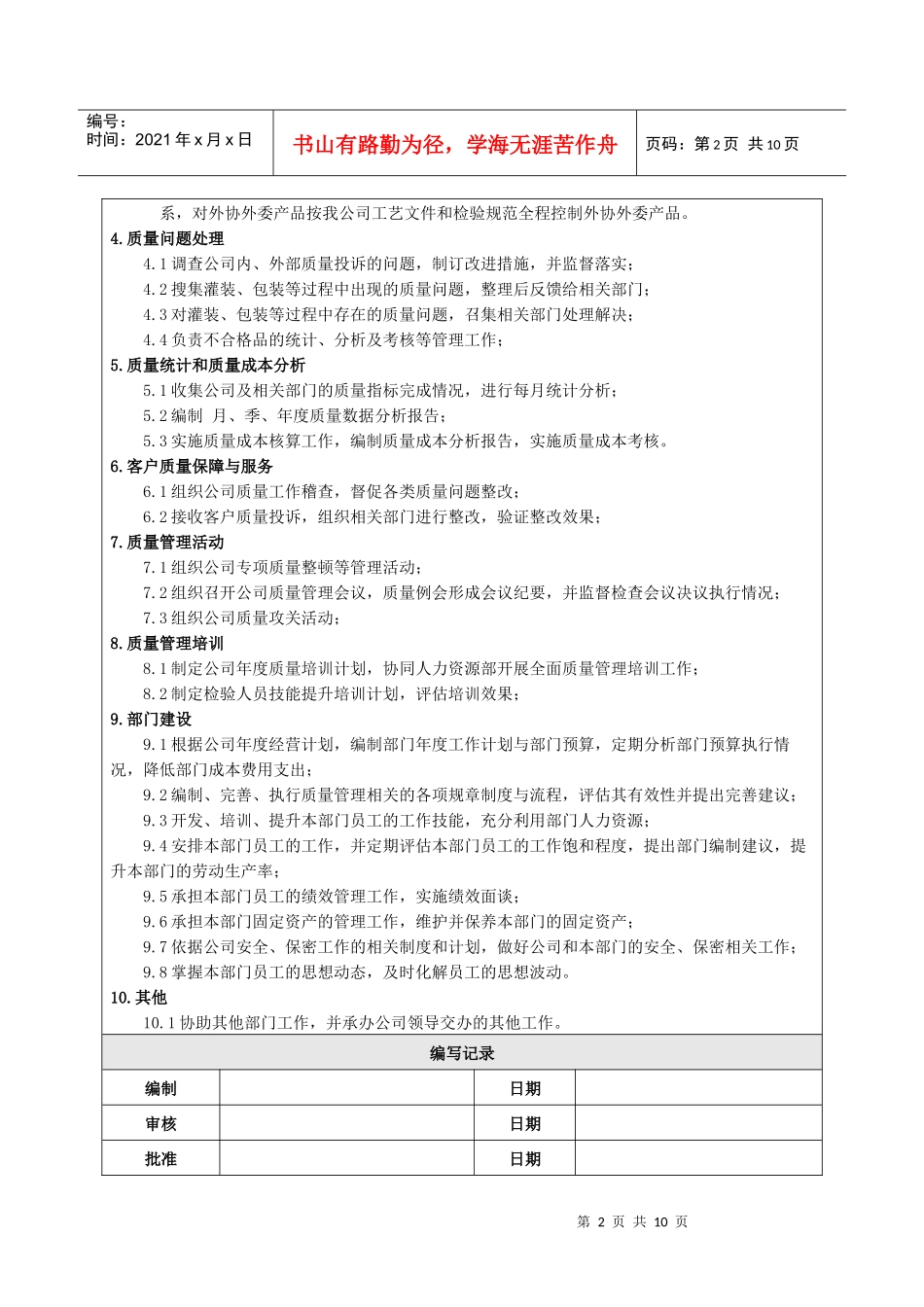 品管部职能说明_第2页