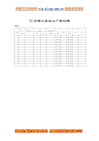 XX公司人员出入厂登记簿