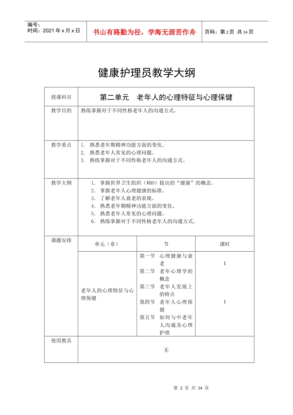 健康护理培训大纲_第2页