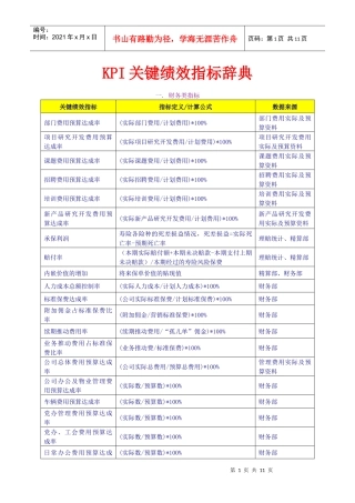 人力资源-2022KPI关键绩效指标辞典（DOC10页）