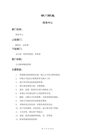 各部门工作职能