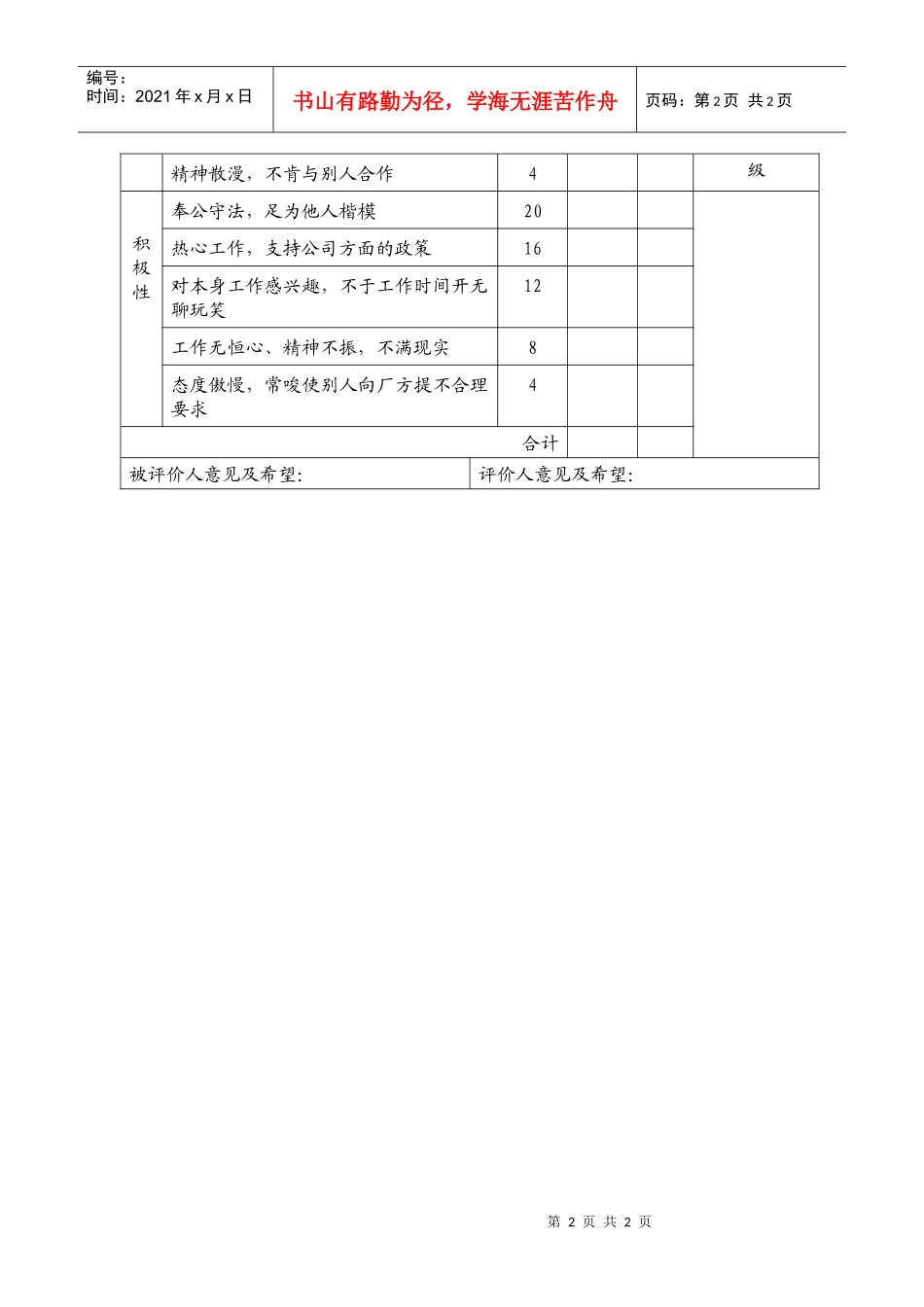 工程技术人员绩效评价表._第2页