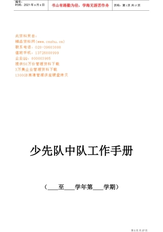 少先队中队工作手册范本
