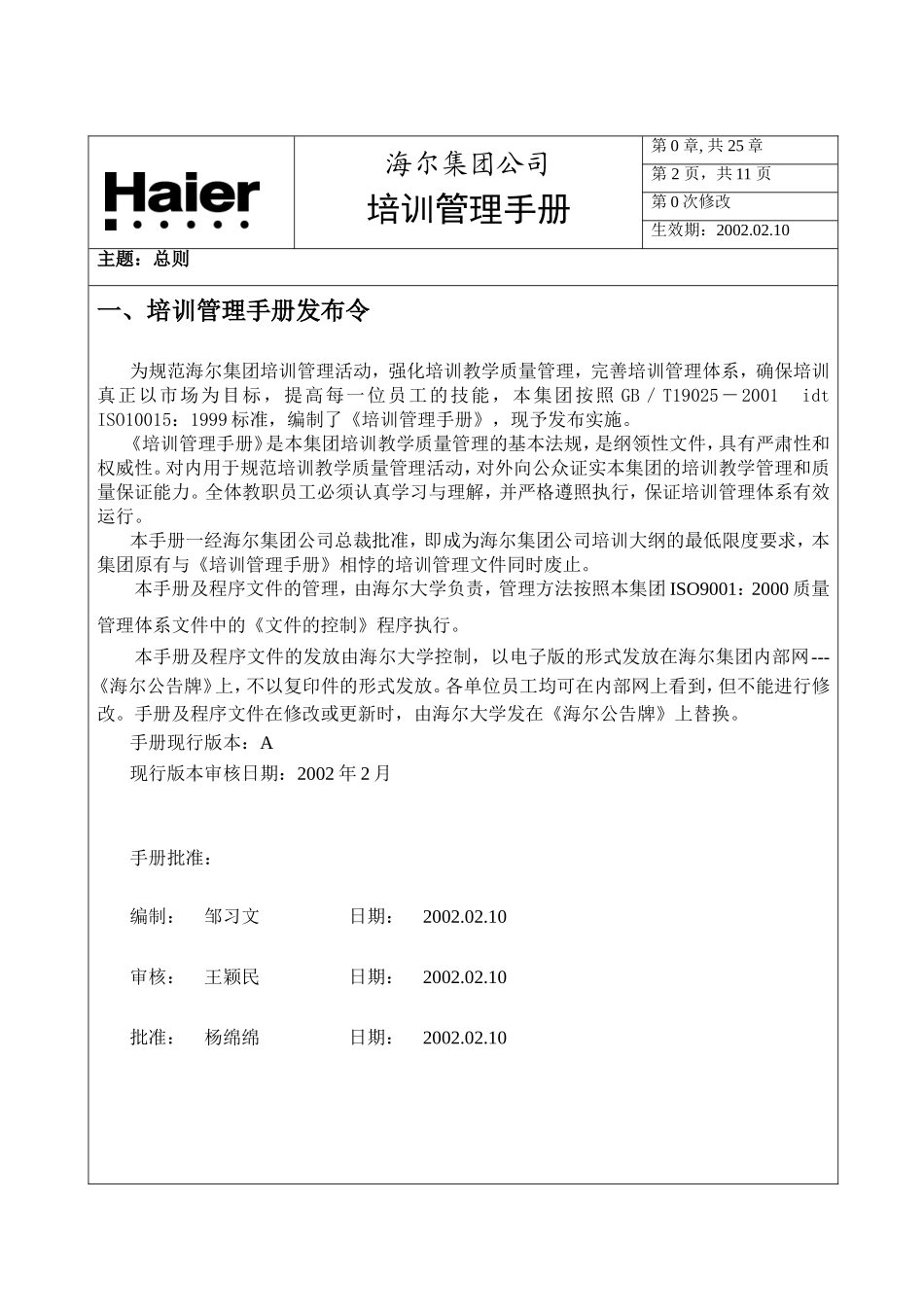 海尔公司培训管理手册_第2页