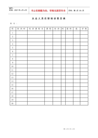 从业人员在职训练资历表(1)