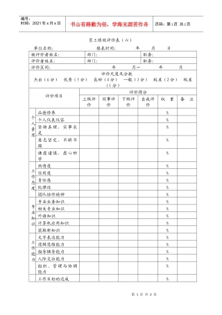 员工绩效评价表（六）