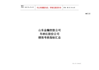 山东金瀚控股－冬映红股份－绩效考核指标库
