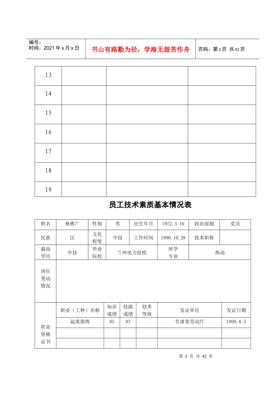 员工培训考试档案_第2页