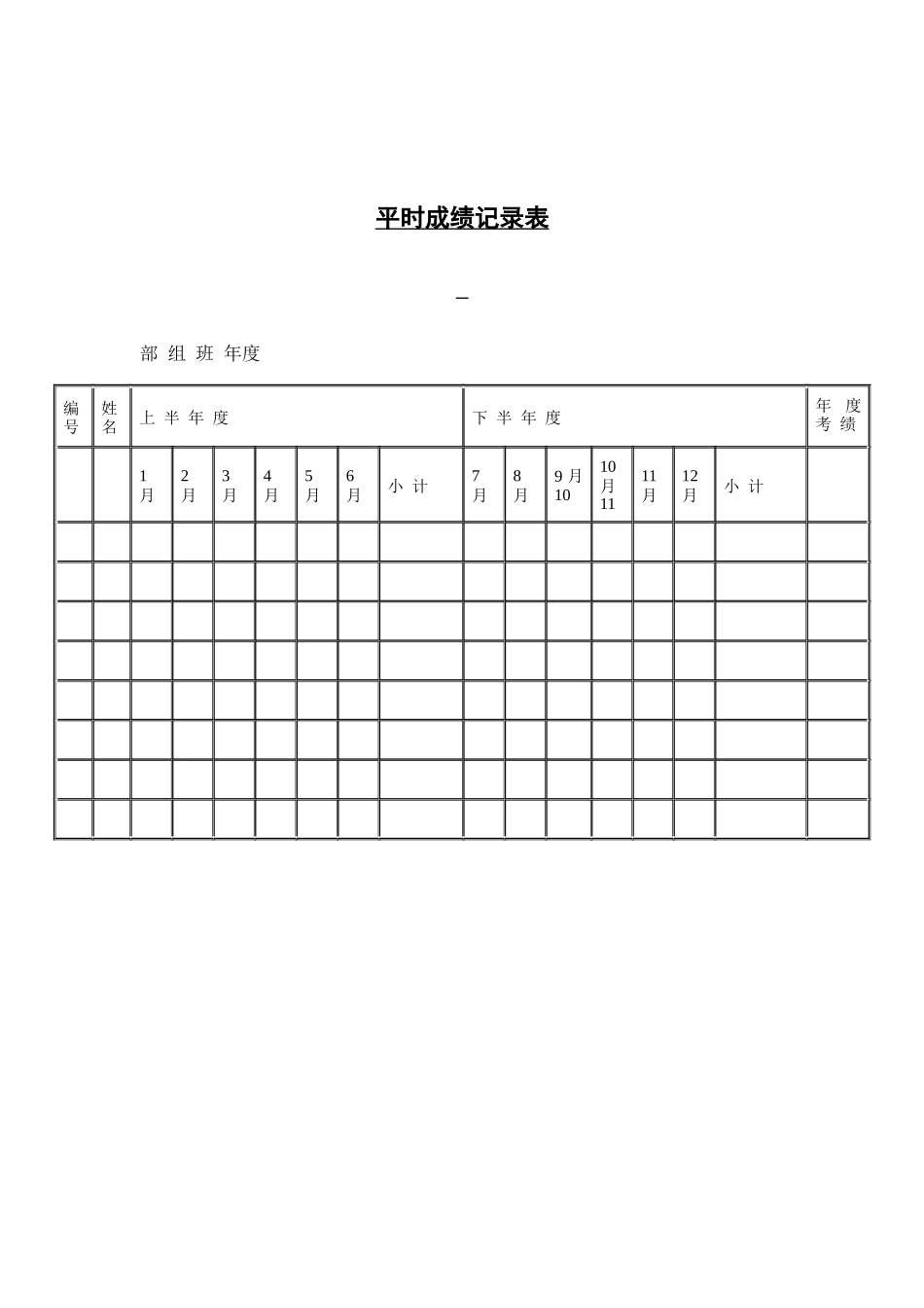 公司考核表格-平时成绩记录表_第1页