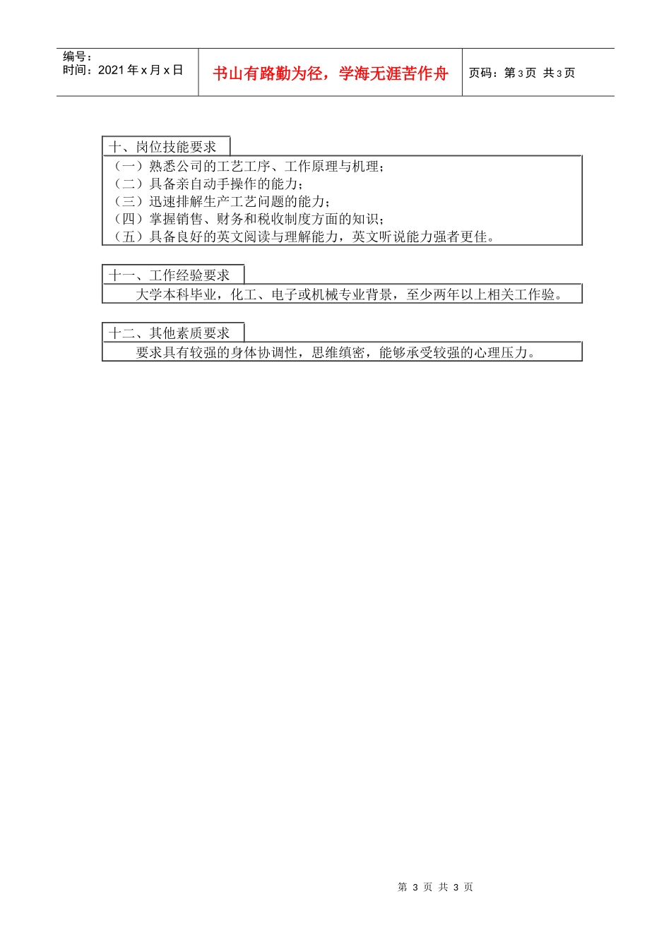 中国人力资源开发研究会新产品项目主管岗位说明书_第3页