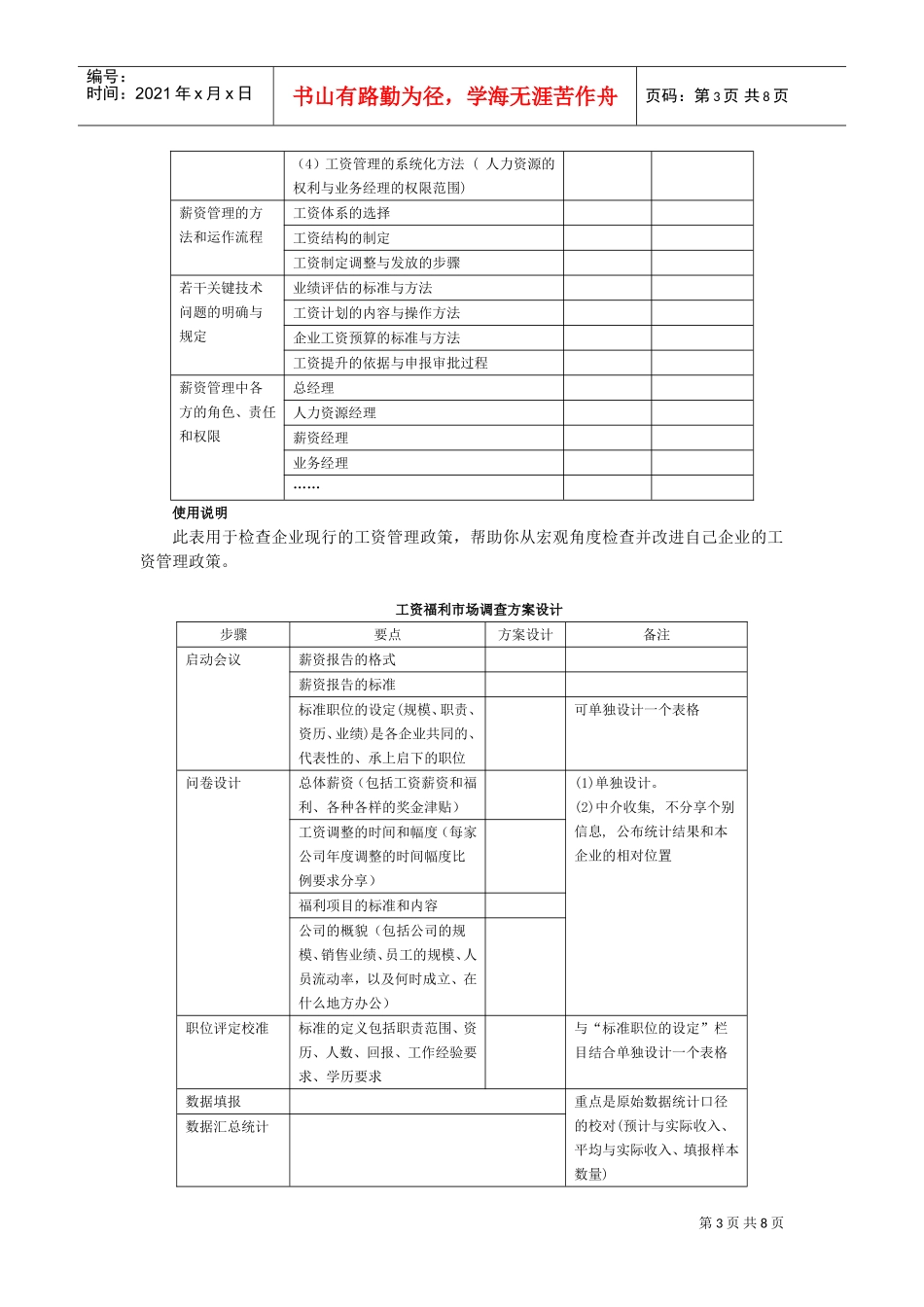企业员工薪资福利设计及系列表单_第3页