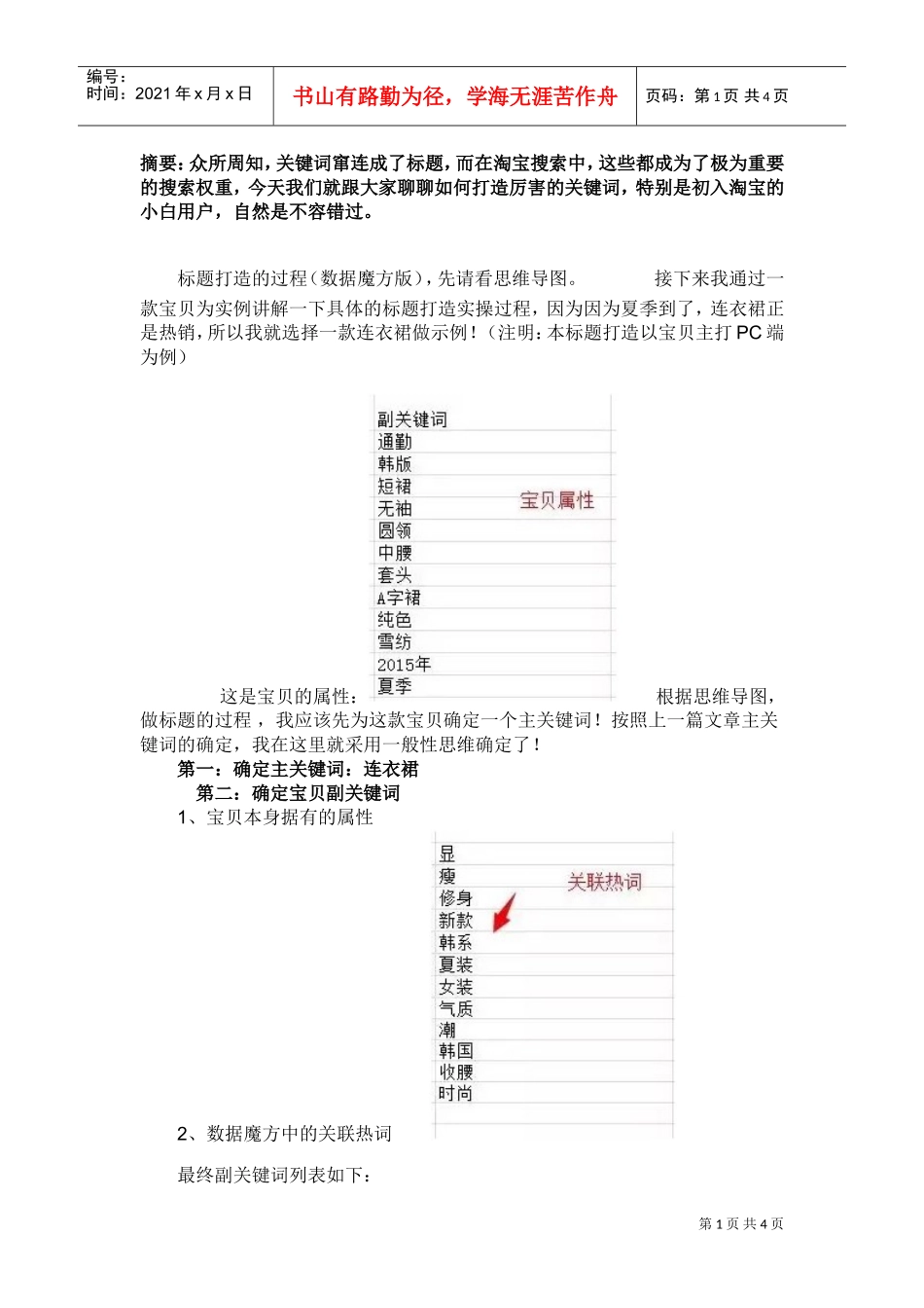运营技巧超级干货，六步打造100好标题(DOC6页)_第1页