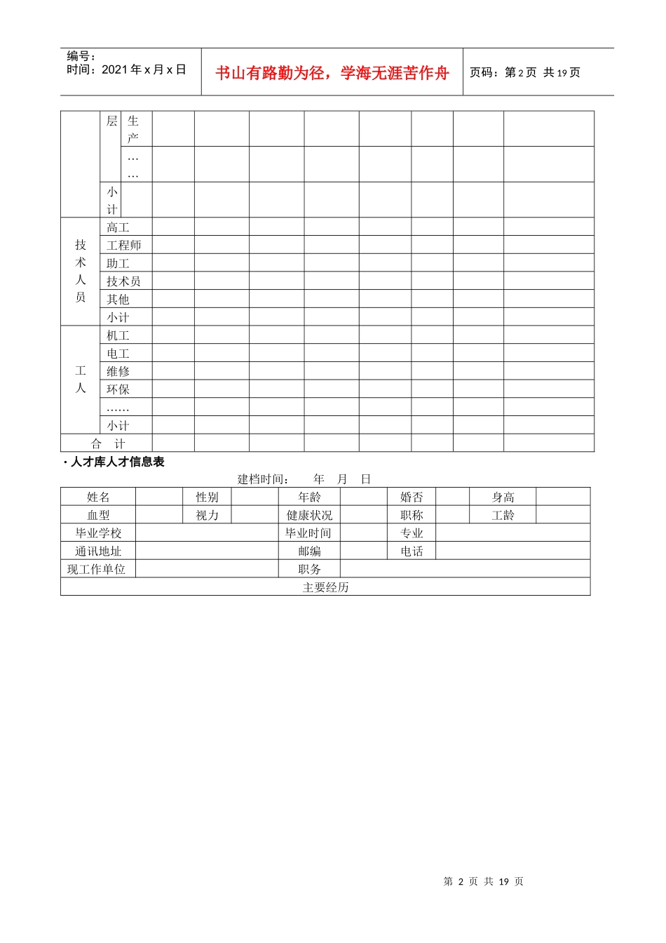 企业人事表格汇编_第2页
