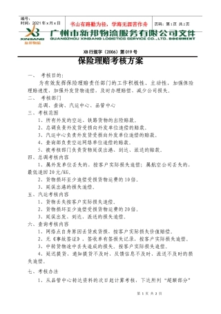保险理赔考核方案-019
