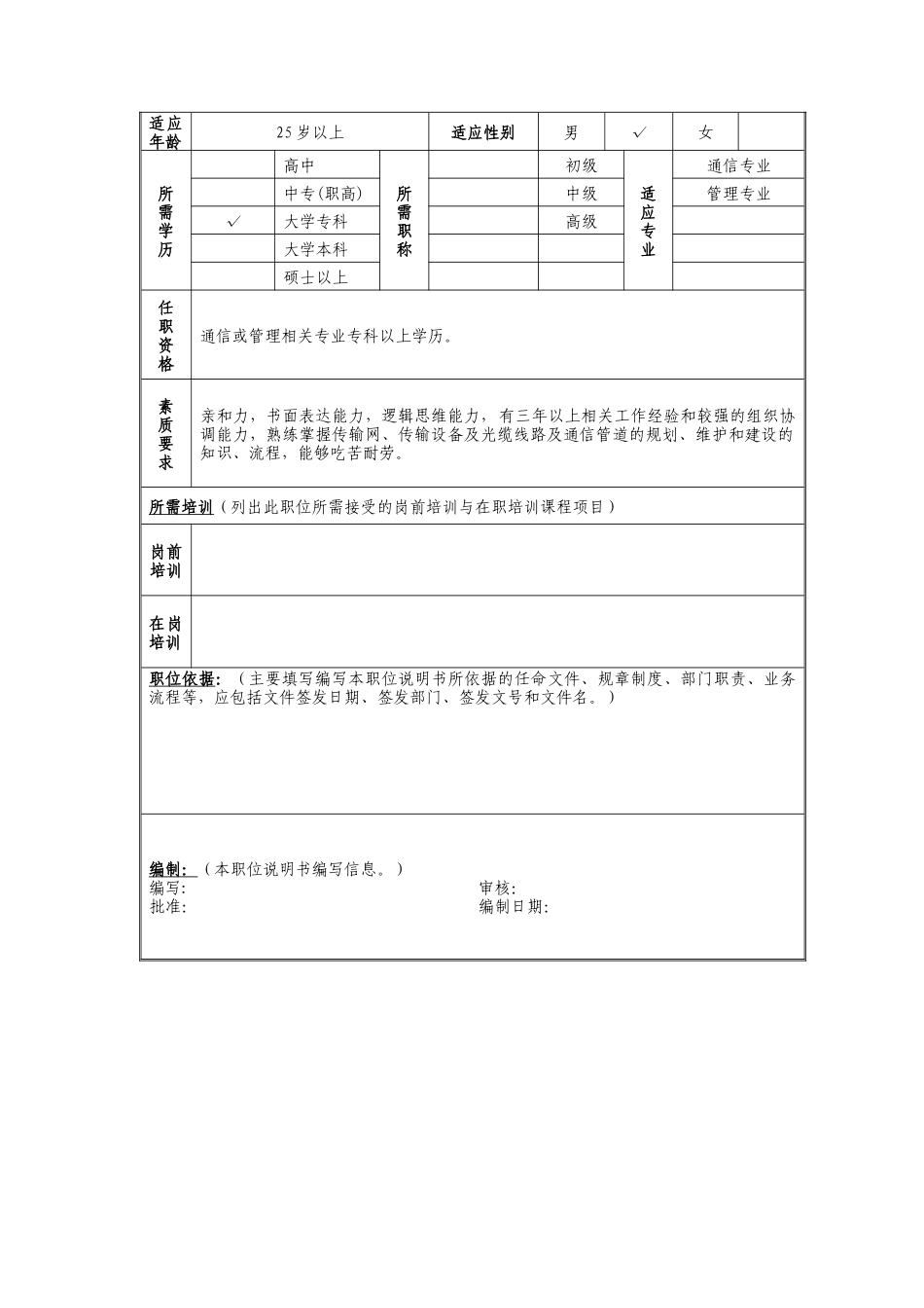 工程管理岗位说明书_第2页