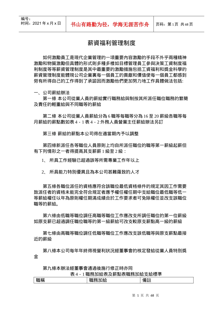 现代企业薪资福利管理制度_第1页