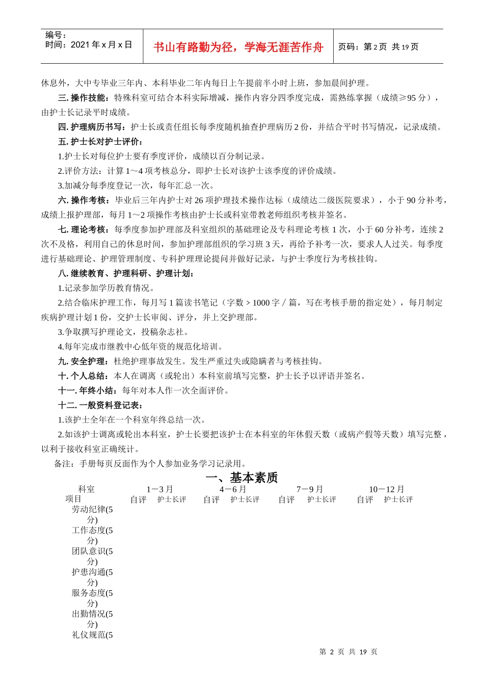 临床护士培训考核手册_第2页