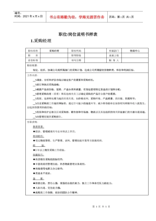 岗位说明书样表