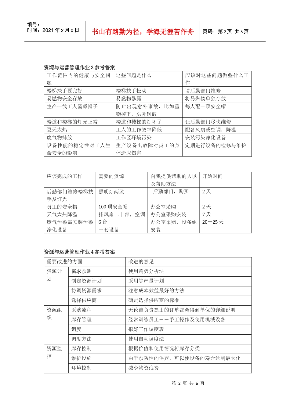 资源与运营管理形成性考核册作业1参考答案_第2页