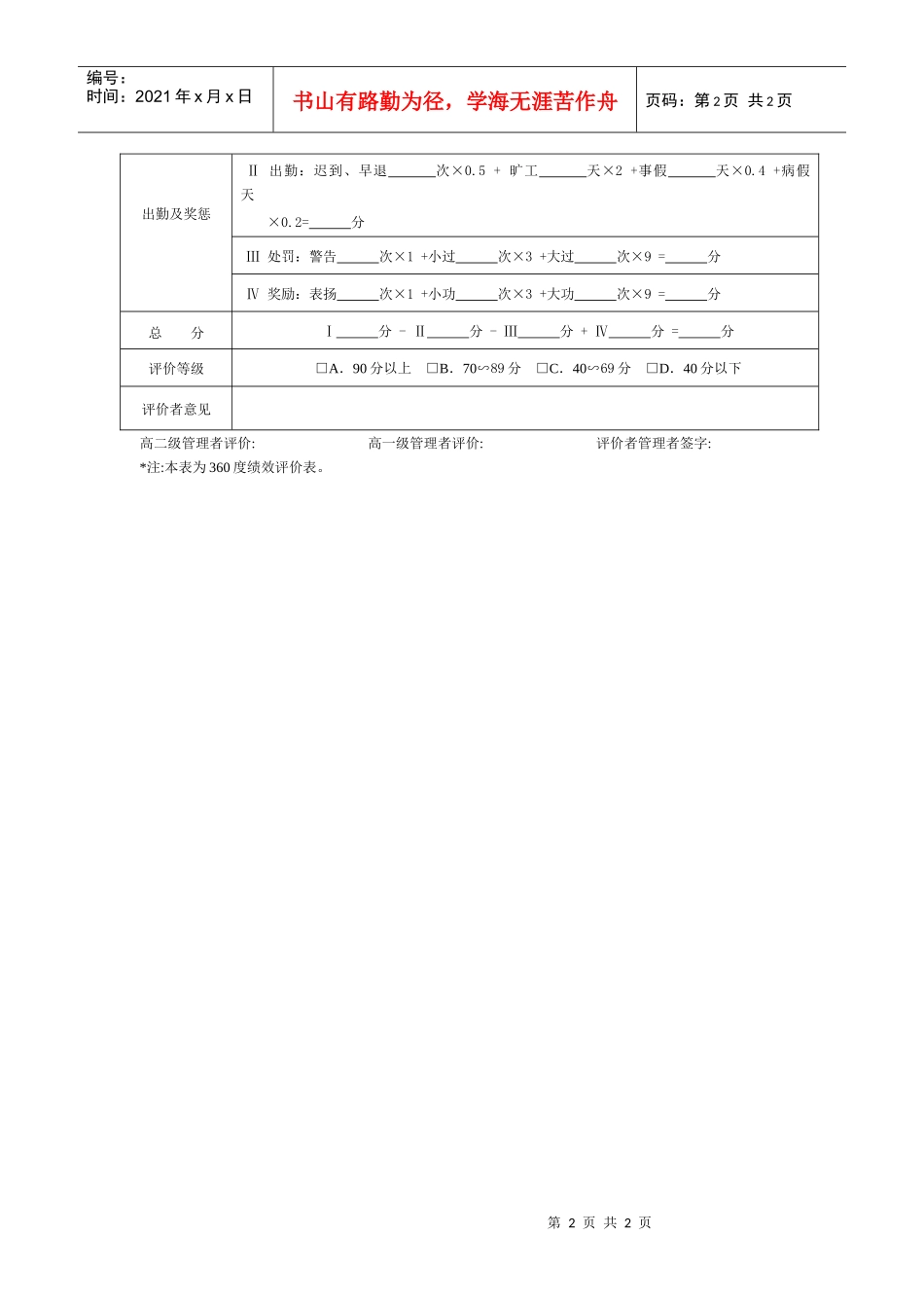 【绩效考核】普通员工年度绩效评价表_第2页