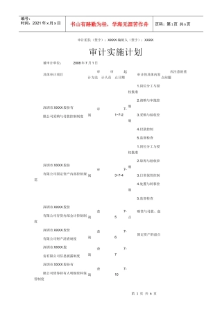 审计工作方案与实施计划