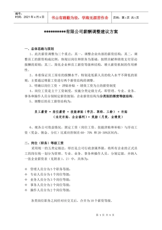 员工薪酬调整建议方案