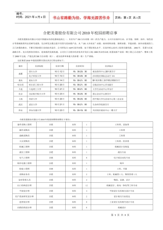 合肥美菱股份有限公司XXXX年校园招聘启事