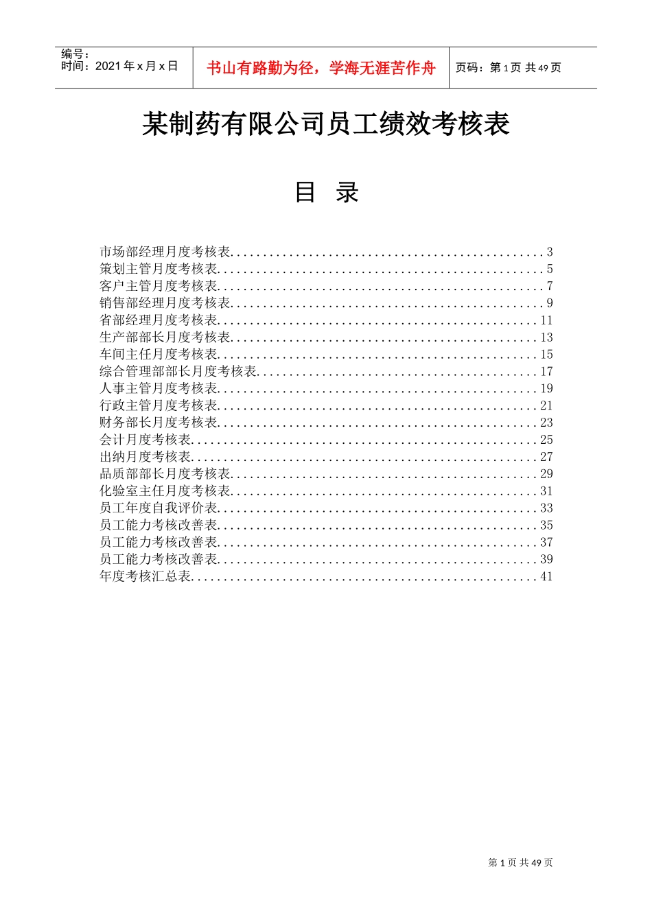 公司员工月度考核表_第1页