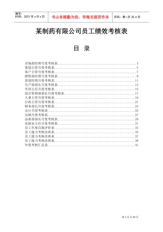 公司员工月度考核表