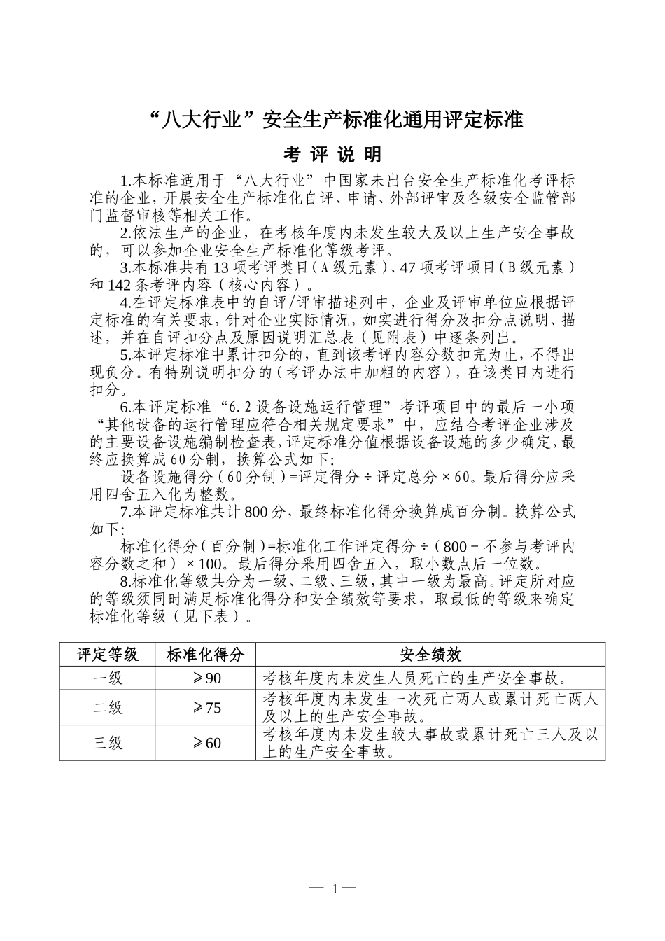 八大行业通用考评标准(DOC30页)_第1页