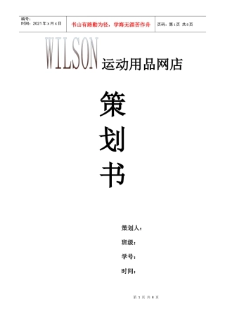 运动用品网店经典策划书