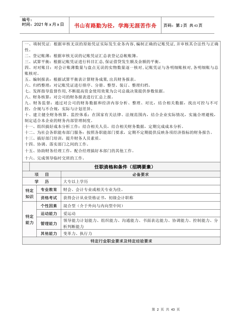 北京某食品公司岗位说明书_第2页