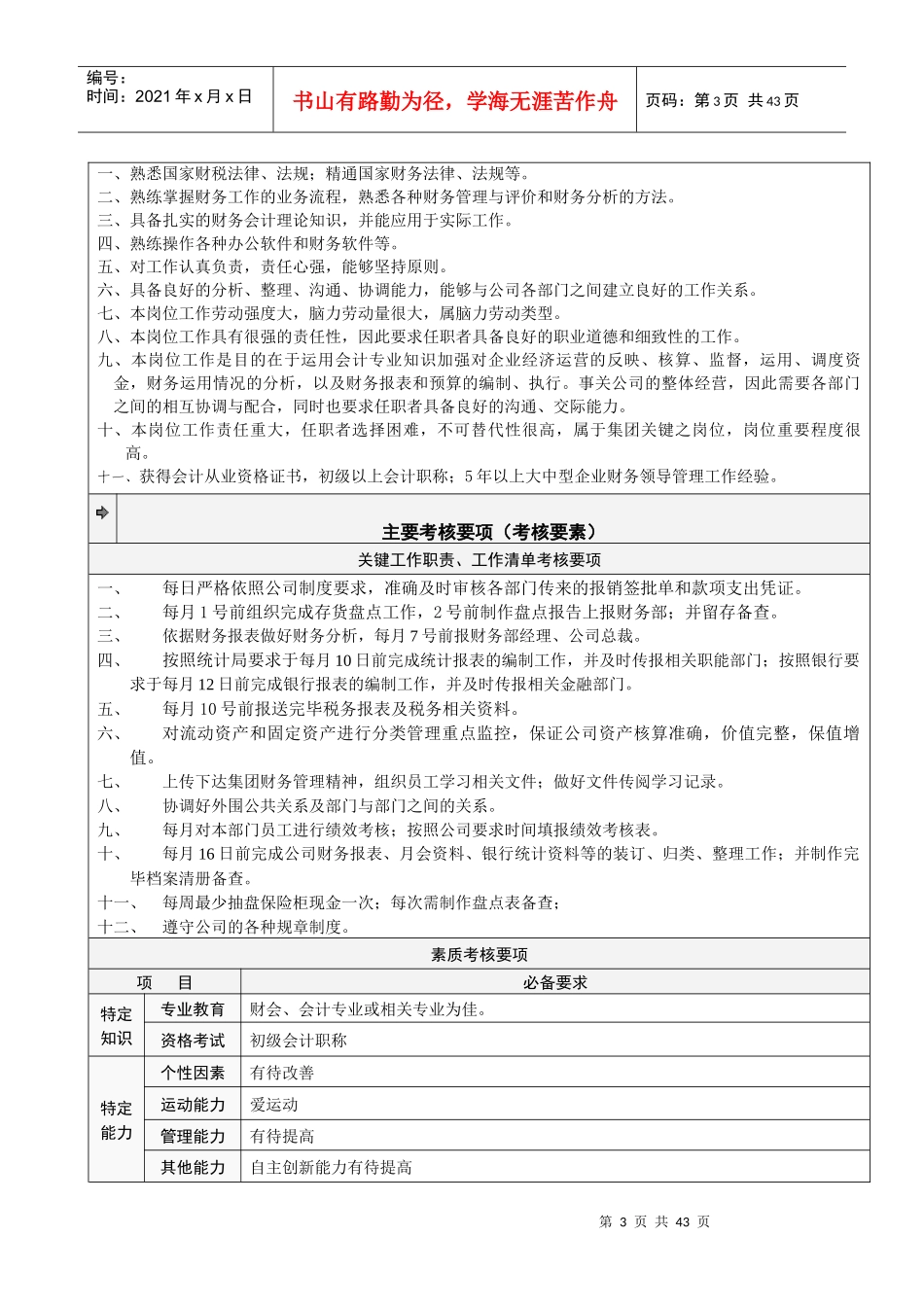 北京某食品公司岗位说明书_第3页