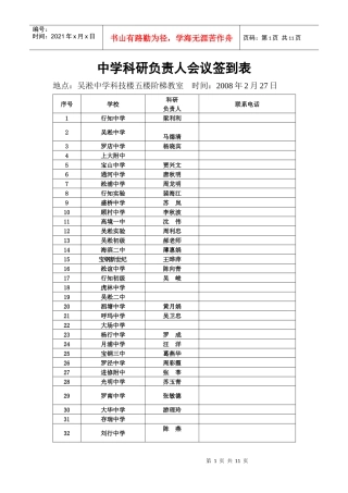 中学科研负责人会议签到表