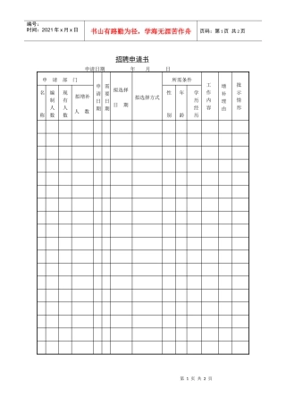 人力资源-2022253招聘申请书