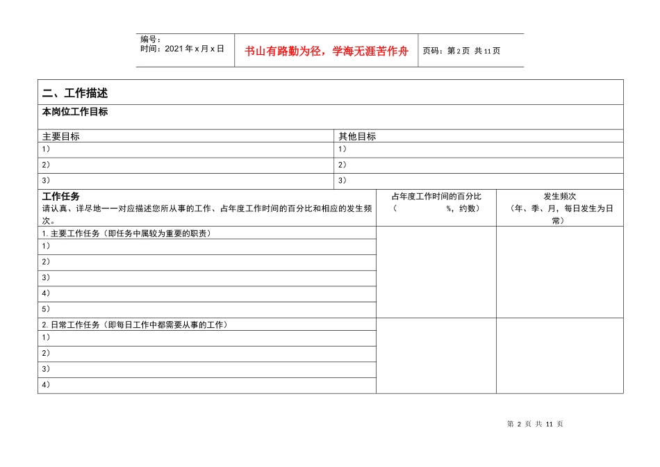 青海网通人力资源职位分析问卷_第2页